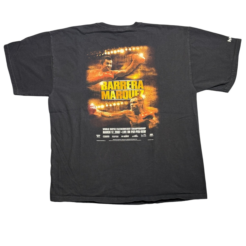 Vintage 2007 Barrera vs Marquez Boxing T-Shirt Mens XL Black Graphic Tee HBO PPV